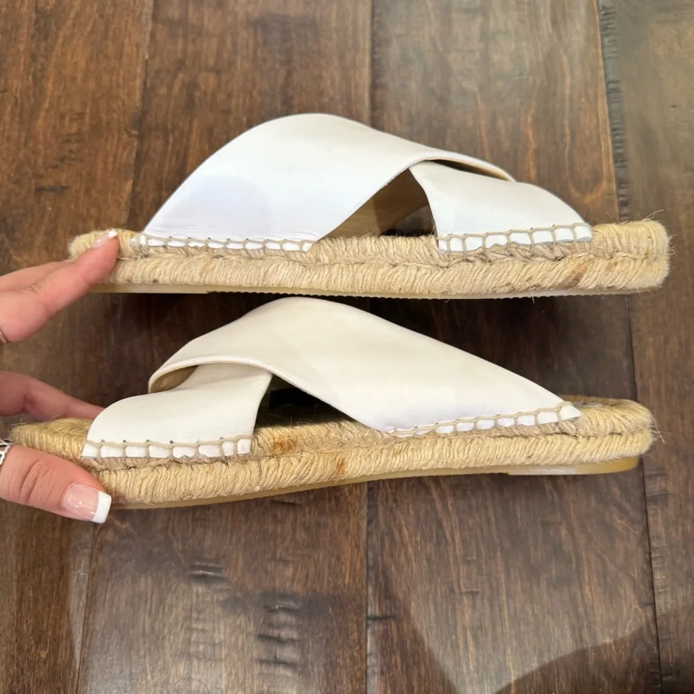 Soludos Criss Cross Platform Espadrilles Sandals White size 7